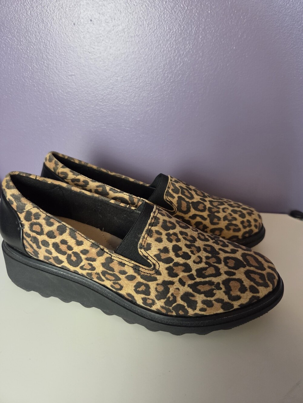 Clarks Leopard Print Slip-On Loafers - Picture 2 of 4